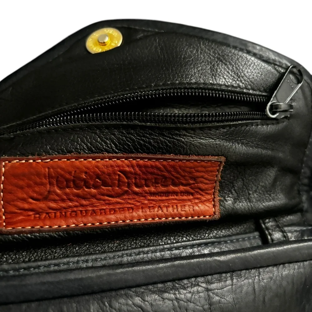 Julia Duren Vintage Rainguarded Leather Black Crossbody Envelope Wallet Bag
